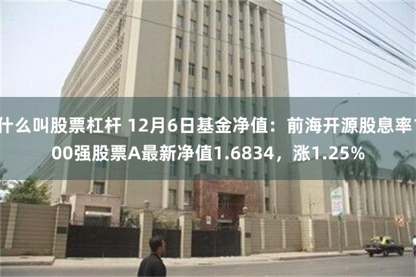 什么叫股票杠杆 12月6日基金净值：前海开源股息率100强股票A最新净值1.6834，涨1.25%